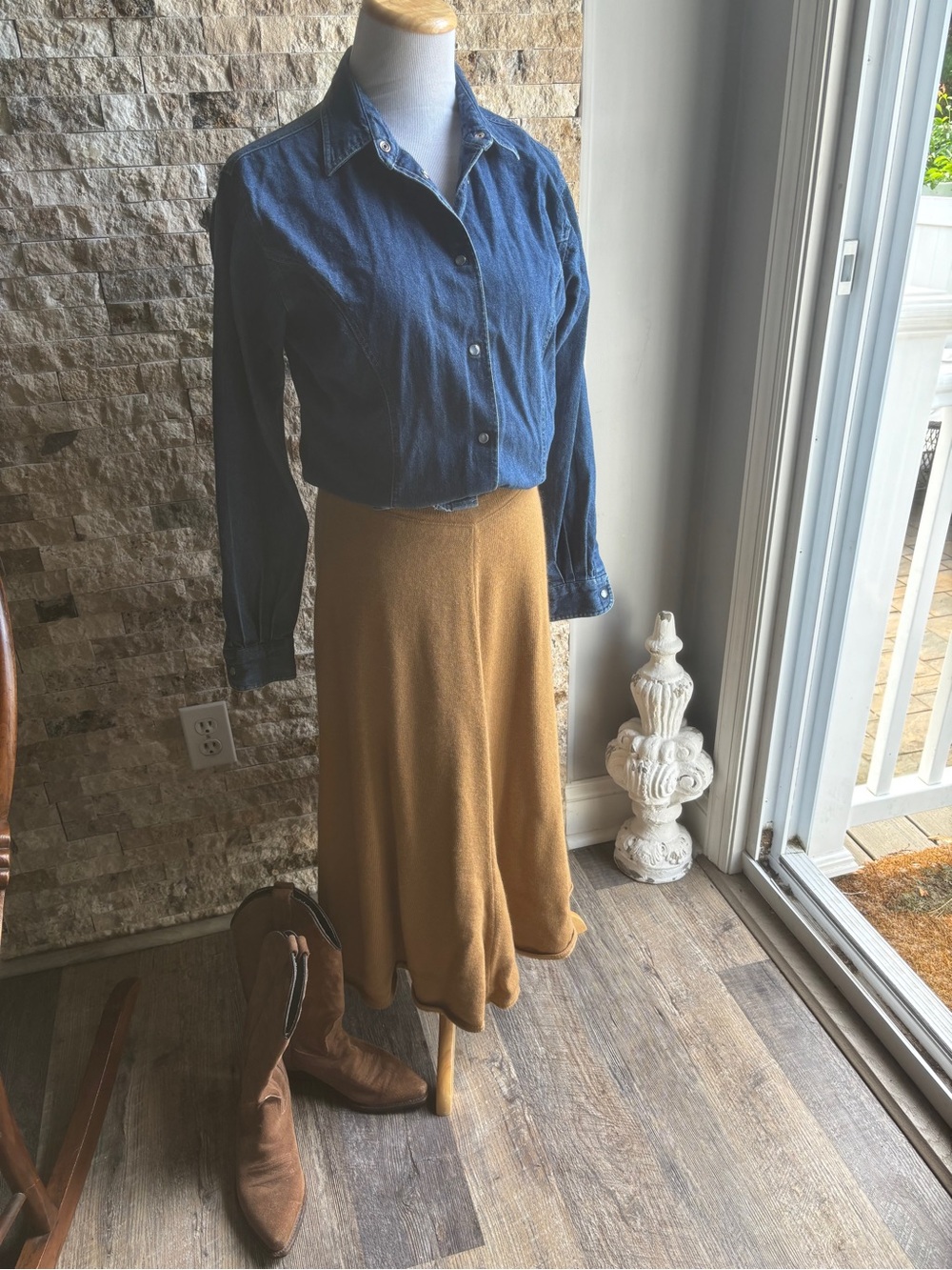Vintage RODIER Mustard Gold Maxi Skirt